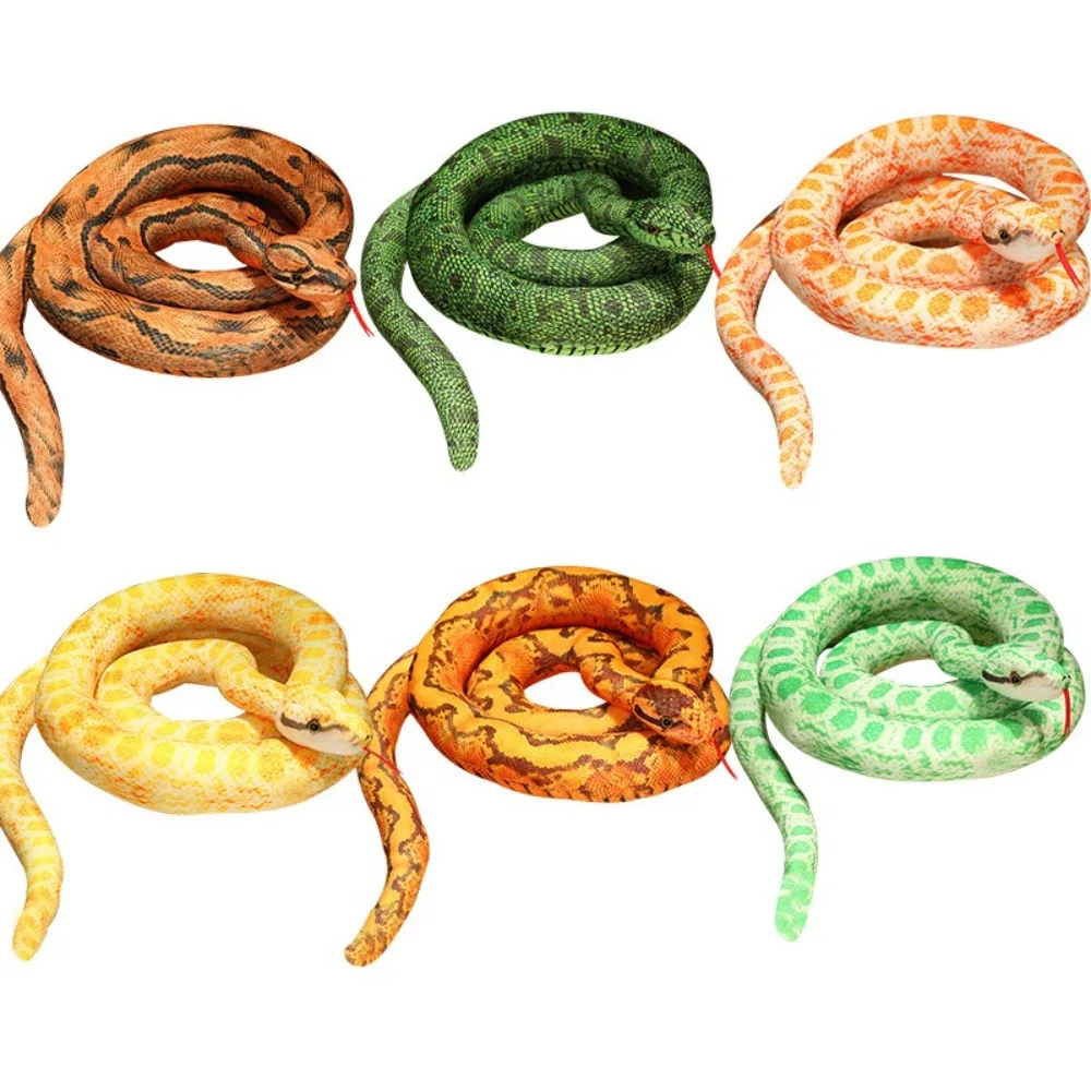 110/160cm Artificial Python Plush Toy Simulation Stuffed Animals Long Snake Yellow Green Funny Giant Snakes Toy Spoof Joke