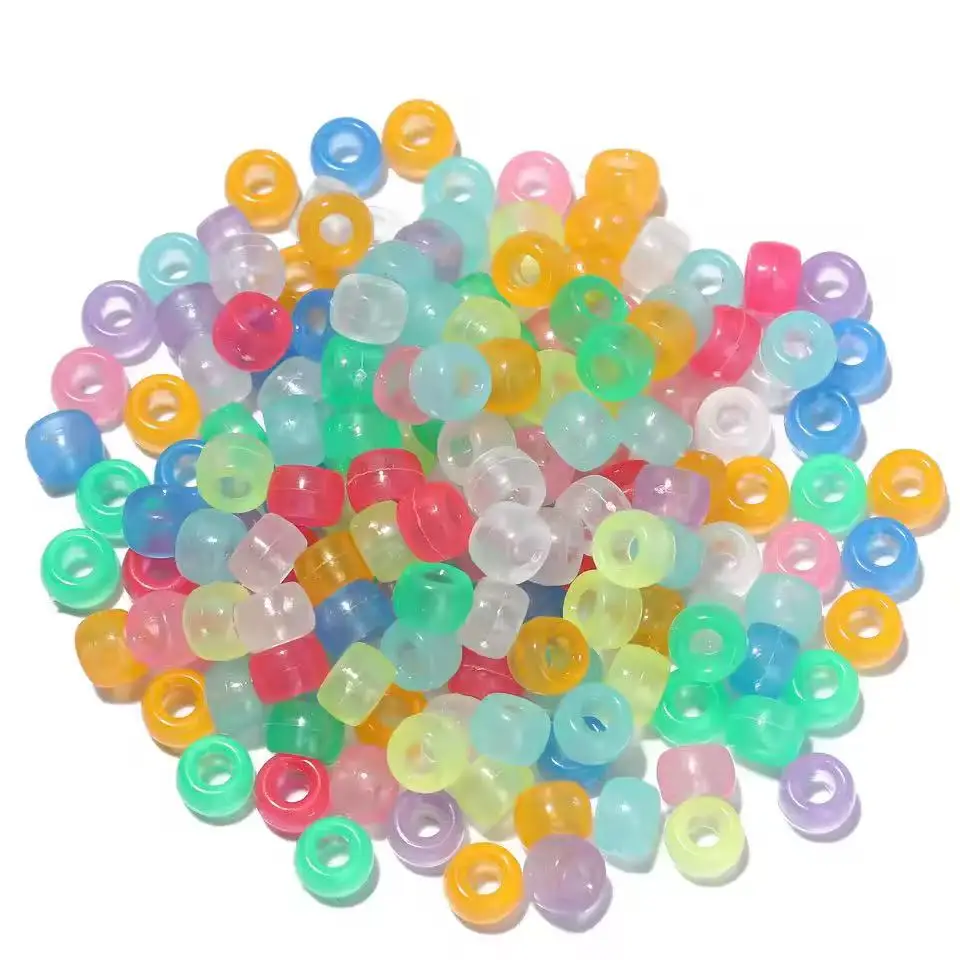 100PCS Glow in The Dark Pony Beads 9mm Plastic Bead for Friendship Bracelet Necklace Craft Jewelry Making Beads for Hair Braids