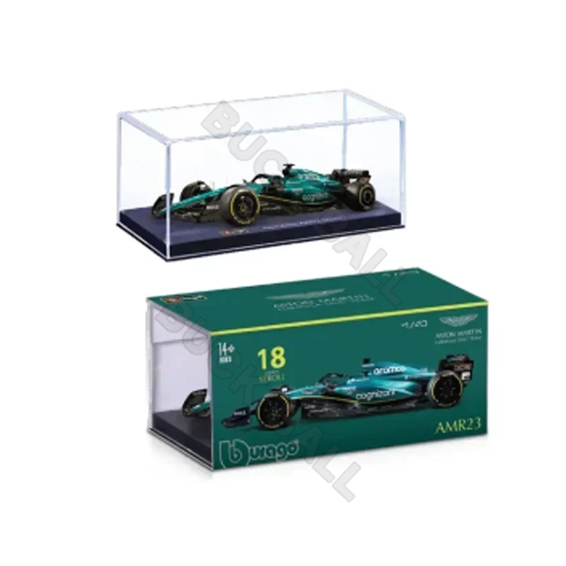 New Bburago 1:43 F1 Aston Martin Aramco F1 Team AMR23 2023 Car Model Dust Cover #18 Stroll #14 Alonso Alloy Car Die Cast Toy