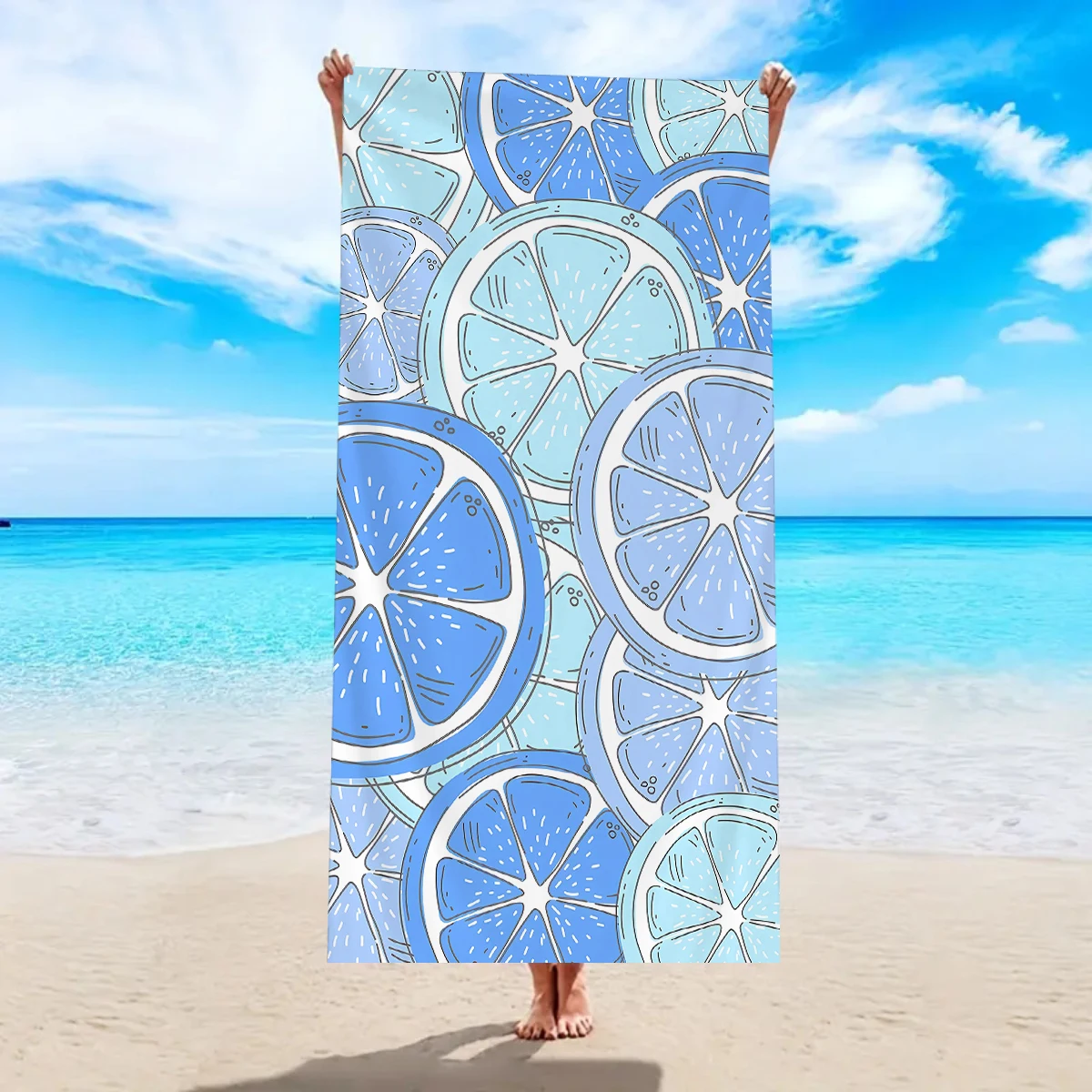 1pc personalized lemon beach towel, ultra-fine fiber quick drying absorbent beach towel, outdoor camping, swimming beach towel