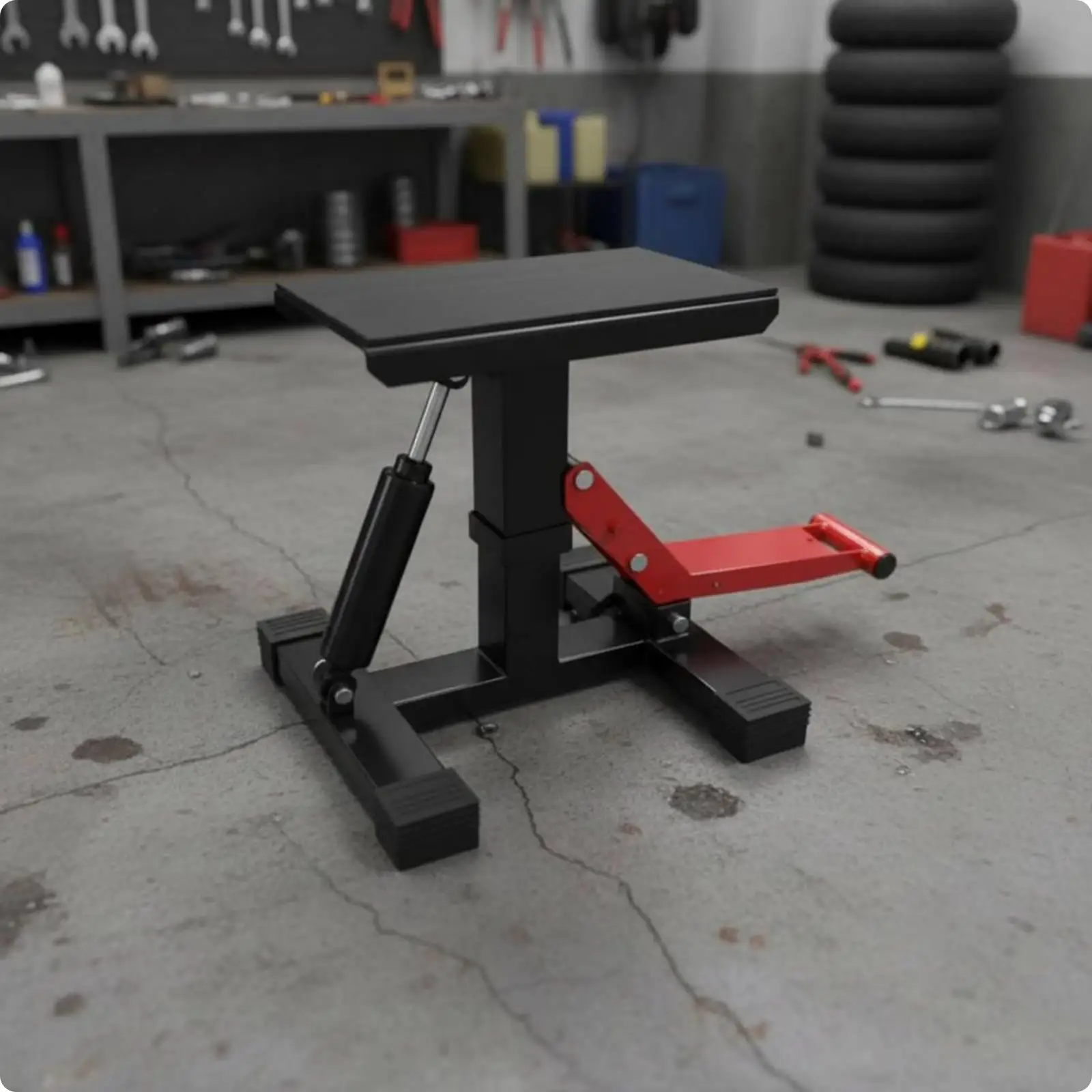 Hydraulic Motorcycle Lift Stand Rotatable Garage Tool Tray Lock for Repair Shop