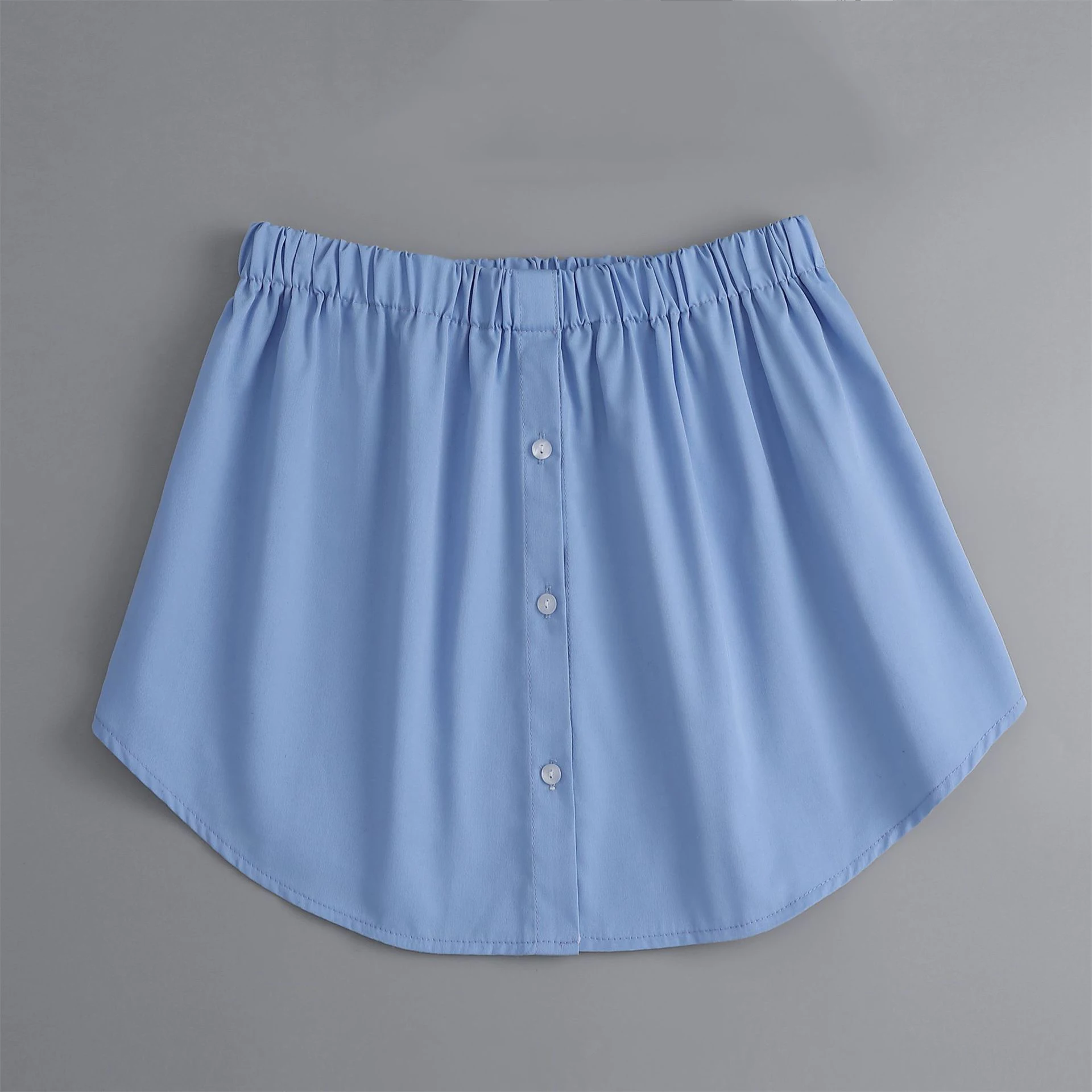 

Women Blue Detachable Underskirt Shirt Extenders Layering Irregular Fake Top Blouse Tail Hem Elastic Waist Adjustable Mini Skirt