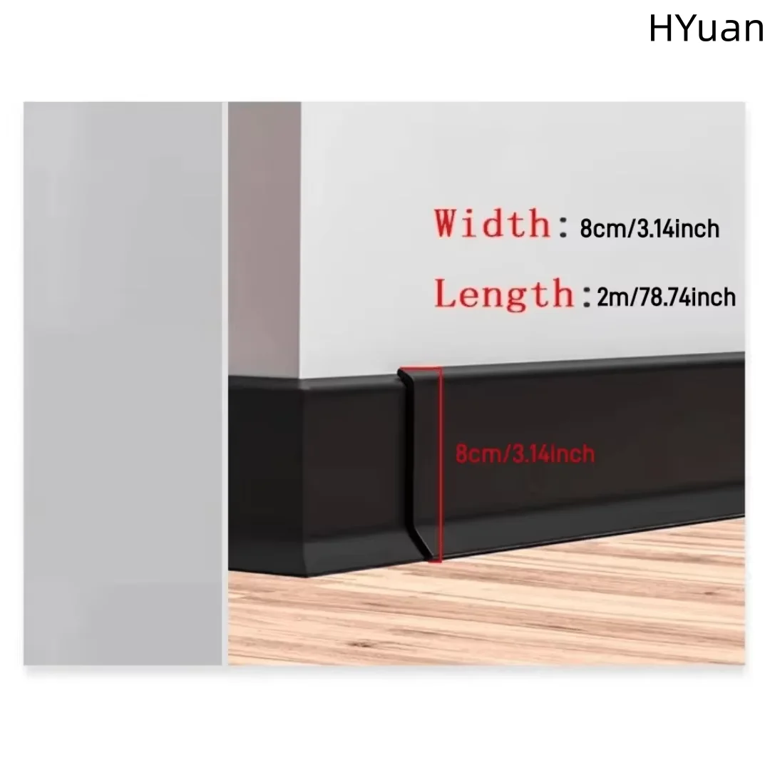 HYuan 1PC 2m/78.74inch Flexible Baseboard Molding Trim,Self-Adhesive Vinyl Wall Base, Peel and Stick Cove Base, Rubber Wall Base