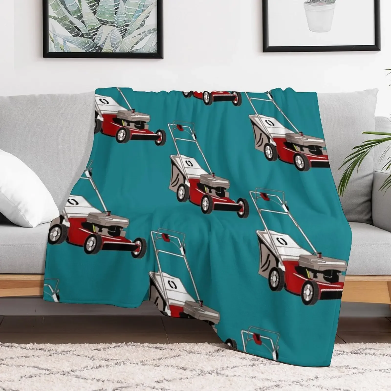 Lawnmower with Bagger Throw Blanket warm for winter Designers Loose Blankets