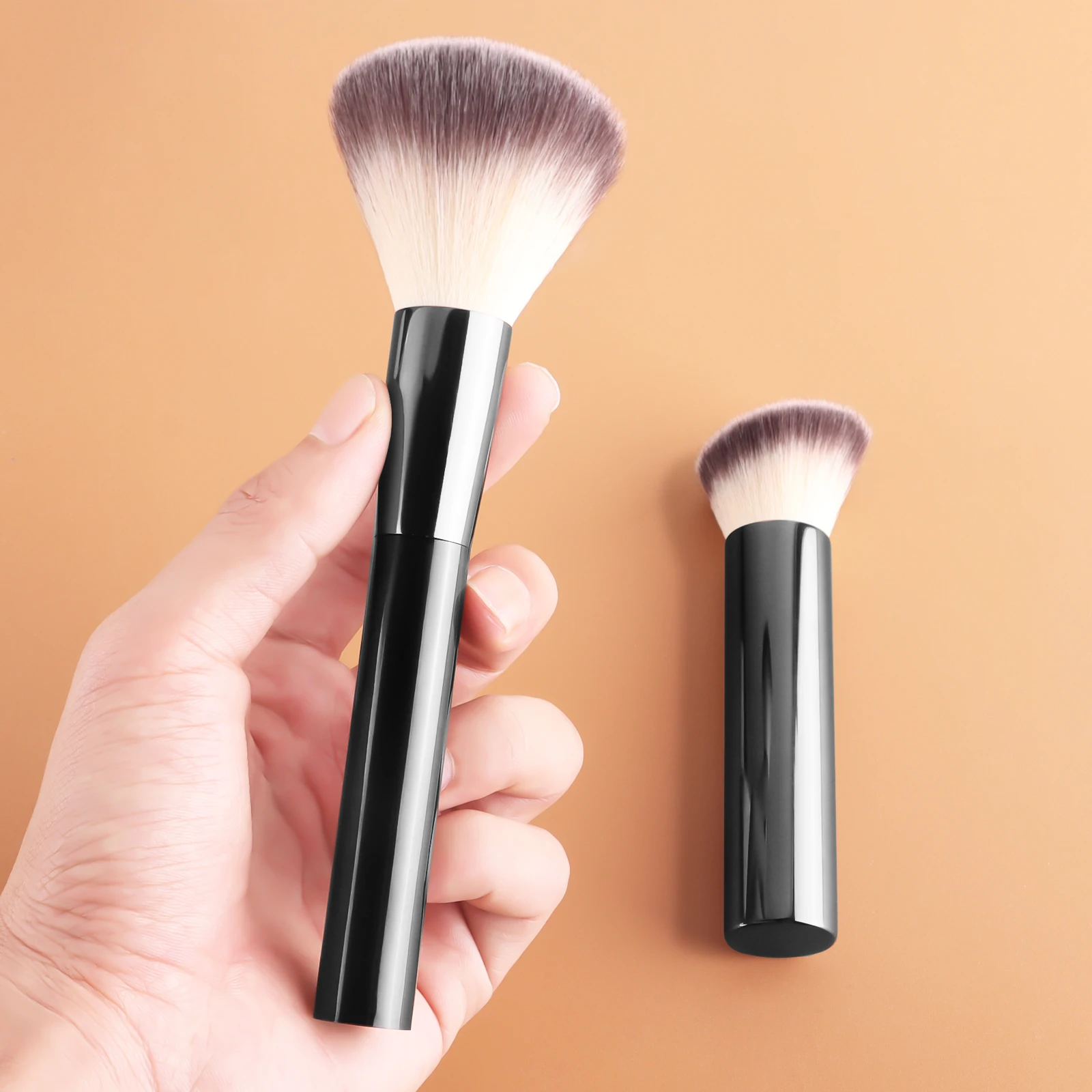 Deux pinceaux pour fard à joues en poudre, pinceau pour lifting du visage, outils de beauté portables multifonctions, forme du visage, pinceau pour surbrillance et contour, novice