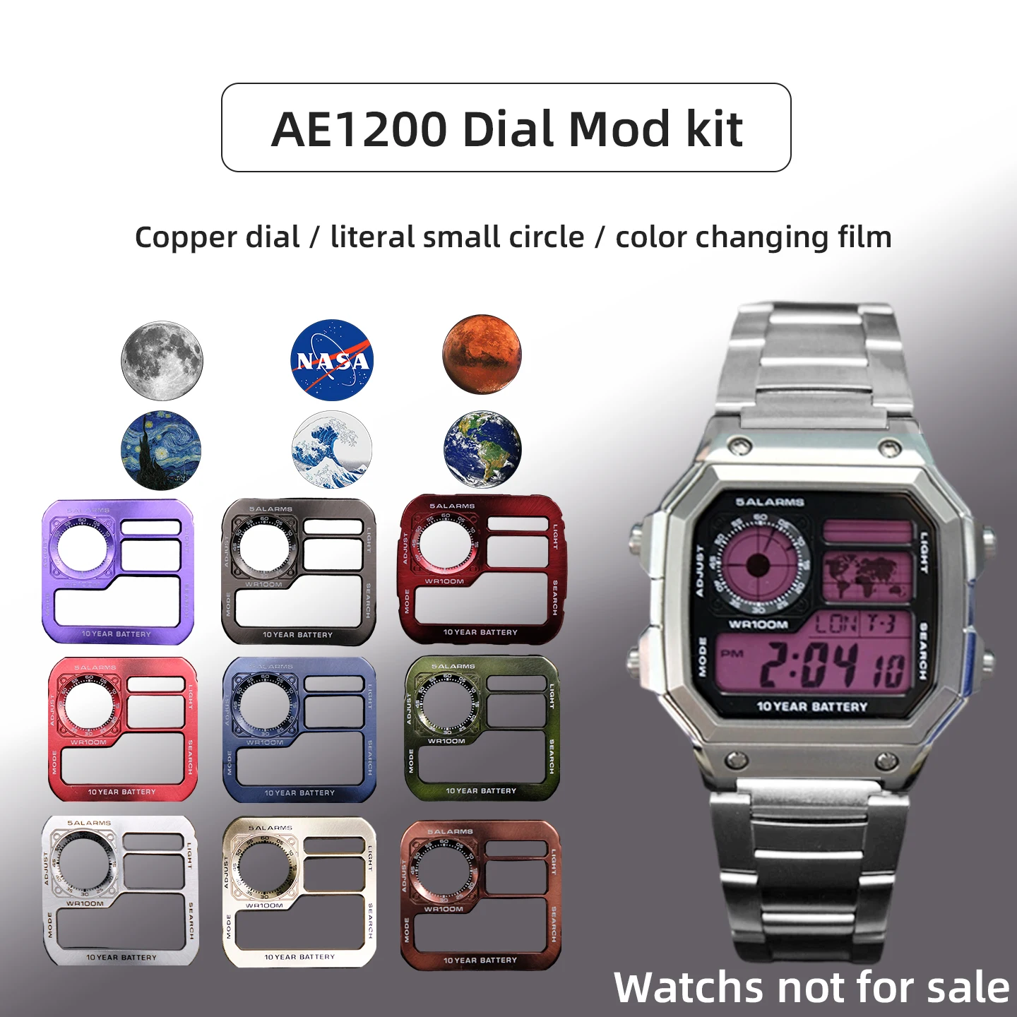 AE1200 Metal Literal Dial for AE1200 Watch Dial Mod Kit 3299 Movement AE1200 Copper Watch Faces Modify Metal Surface Accessories