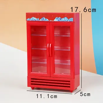 Mini nábytek 1:12 Supermarket Dvoudveřová lednička Úložný prostor Mini potraviny Nápoje Roztomilý domeček pro panenky Model Dekorace Kuchyňská hračka 10 nejlepší prodej Mini lednička na čaj Pearl Boba - №9