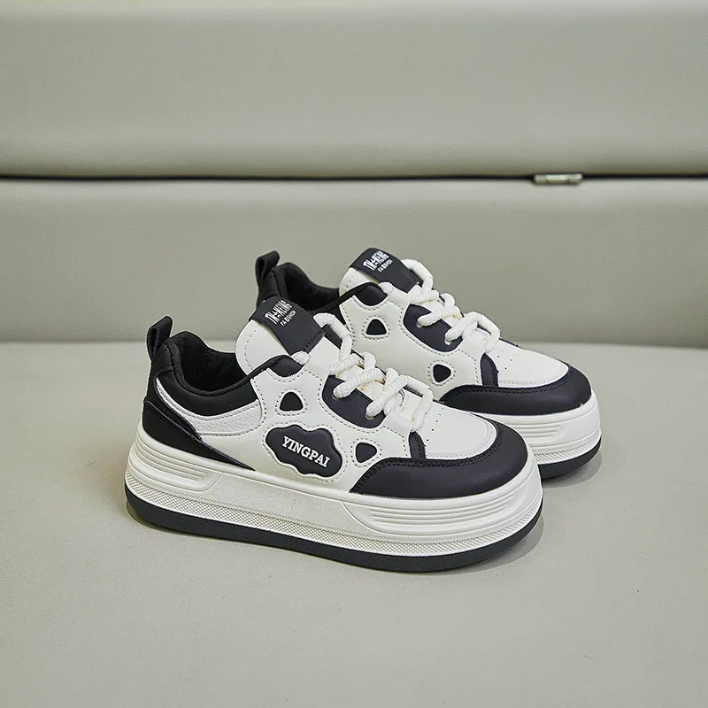 Spring & Summer PU Leather Women Shoes Fashion Breathable Sports Casual Girls Sneakers Thick-Soled Increase Size 35-40