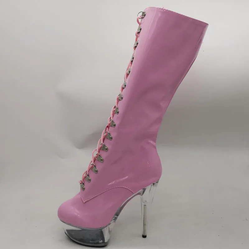 

LAIJIANJINXIA New 15CM/6inches PU Upper Sexy Exotic High Heel Platform Party Women Knee High Boots Pole Dance Shoes B047