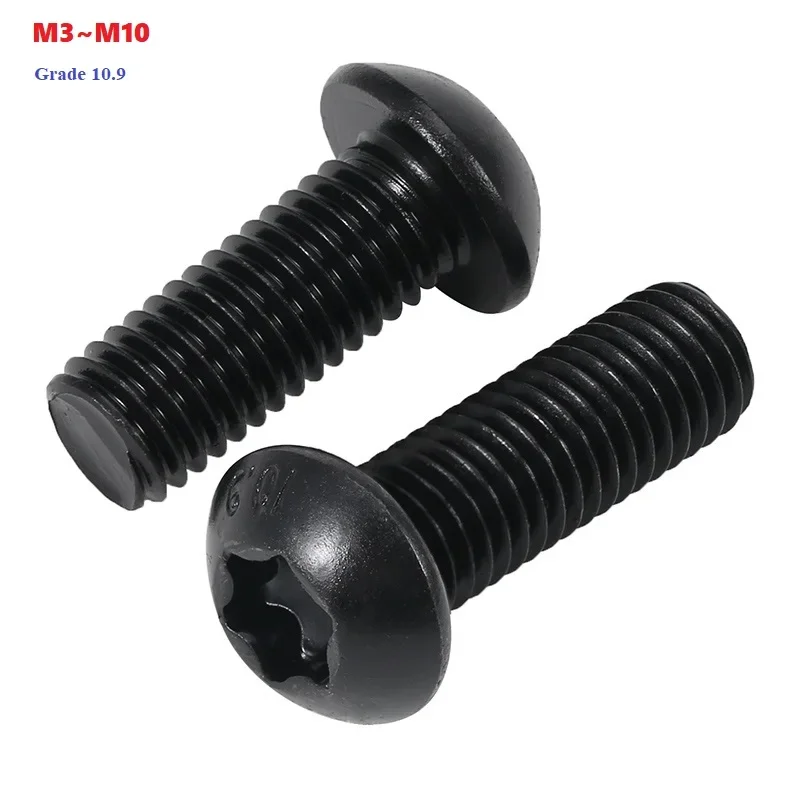 Black Grade 10.9 Steel Torx Button Head Six-Lobe Round Head Machine Screws M3 M4 M5 M6 M8 M10