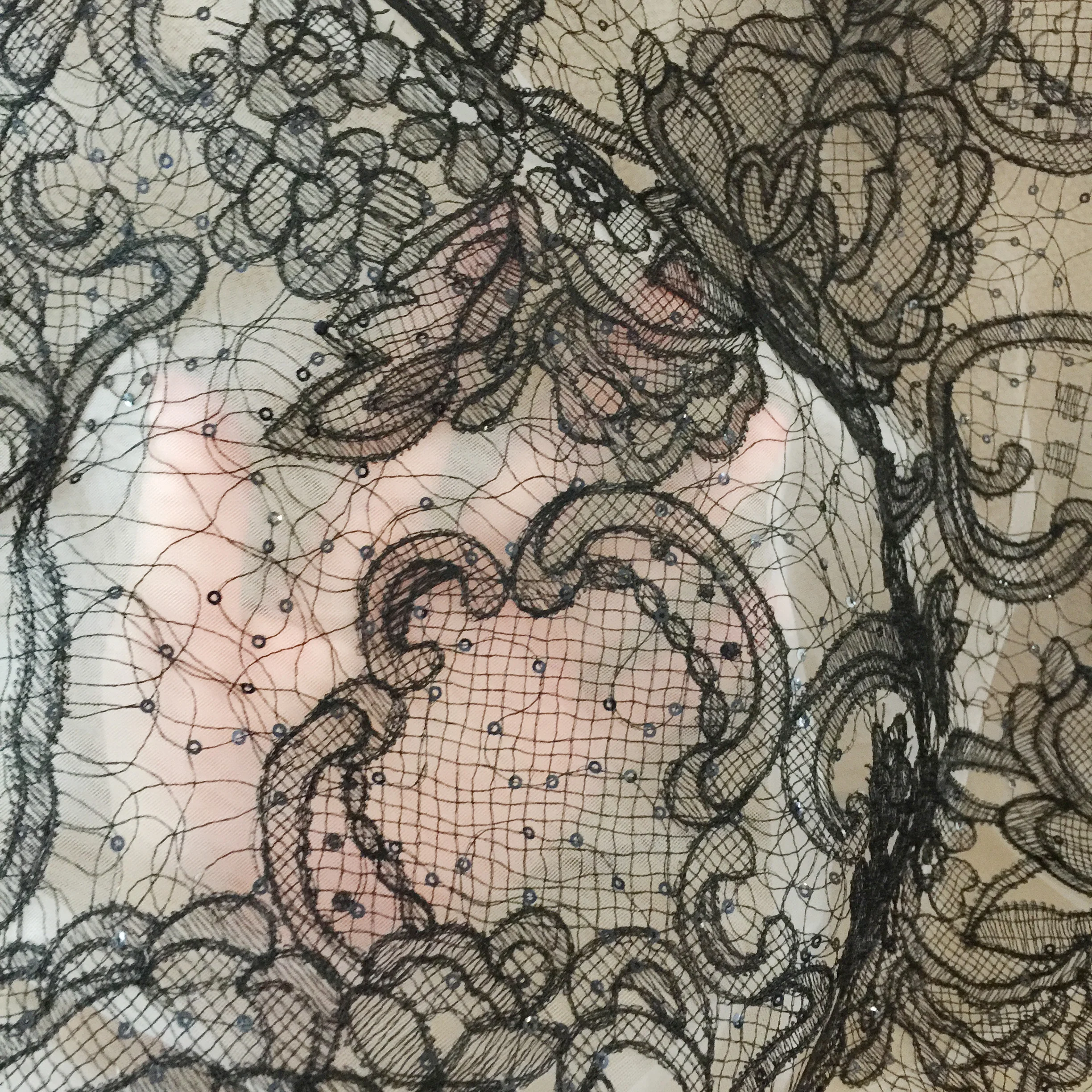 Hollow Out Embroidery Lace Fabric for Evening Dress Gowns Black, Off White 1 Meter 2022