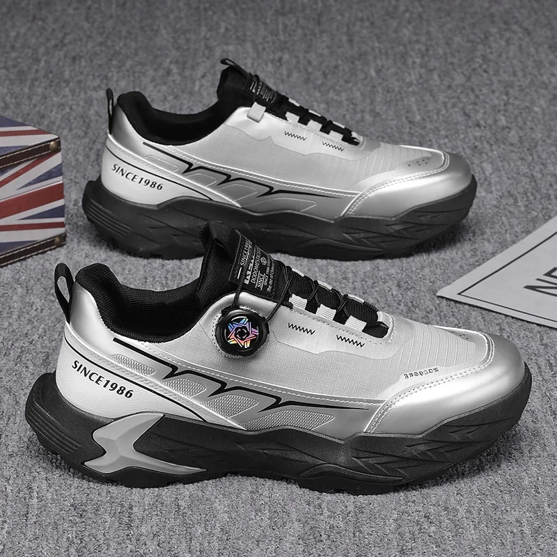 

Shoes for Man High Quality Fashion Casual Sneakers Mens Outdoor Light Soft Sole Rotating Button Trendy Sneaker Zapatillas Hombre