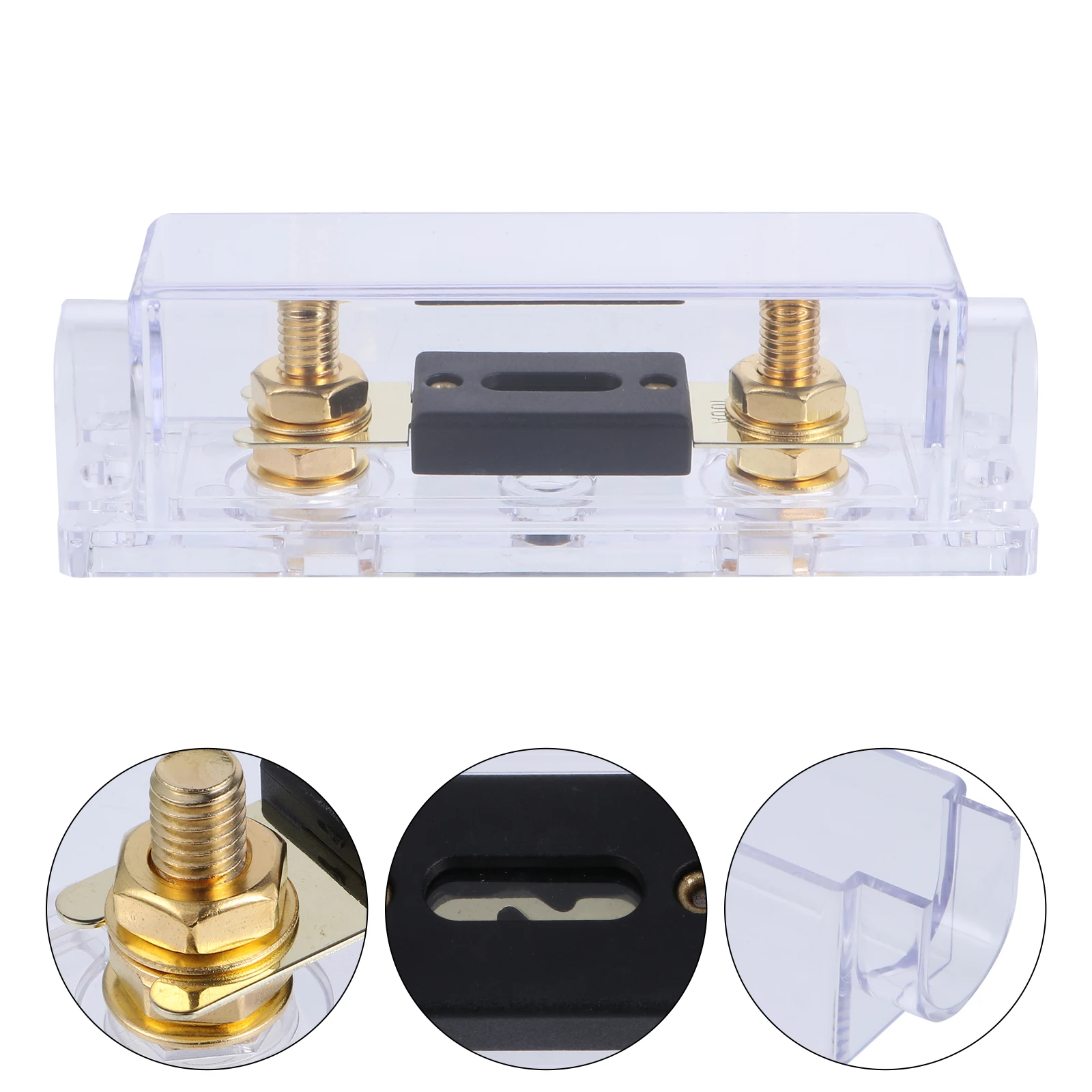 

Fuse Holder Gold Plated Alloy Durable Car Audio Plastic Waterproof Multiuse Terminal Boxes Bolt on Motor Mounting Hole Cable