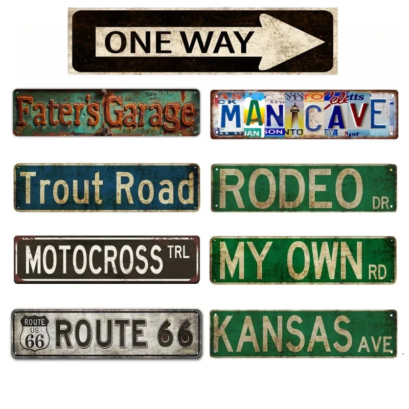 Metal Signs Instagram Style Emery Street Signs Amusement Park Scenic Road Signs Country Metal Wall Man Cave Decorative Signs