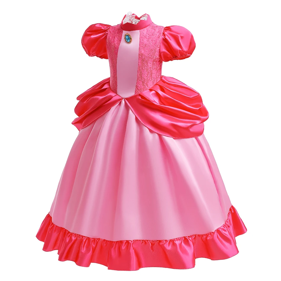 Princess Dress For Girl Halloween Peach Cosplay Costume Kids Birthday Carnival Party Outfits Children Stage Performance Clothes