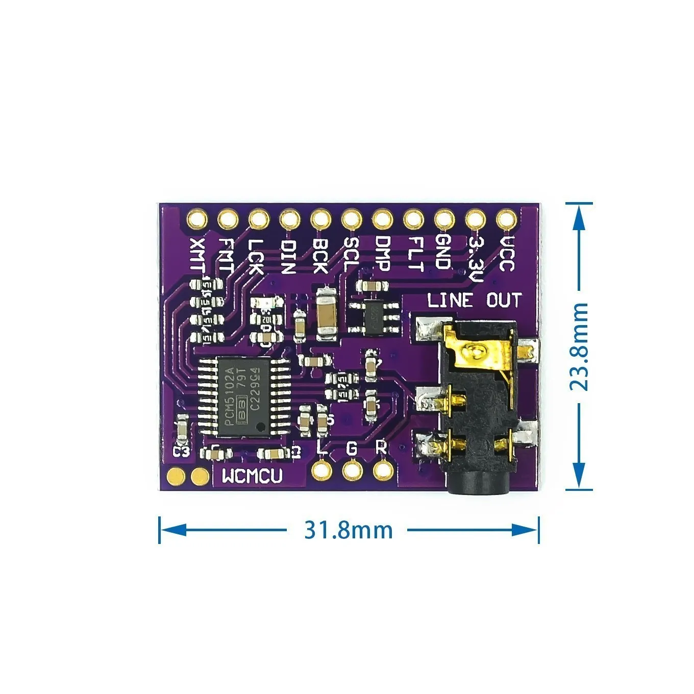 Interface I2S PCM5102A DAC Decoder GY-PCM5102 I2S Player Module pHAT Format Board Digital PCM5102 Audio Board