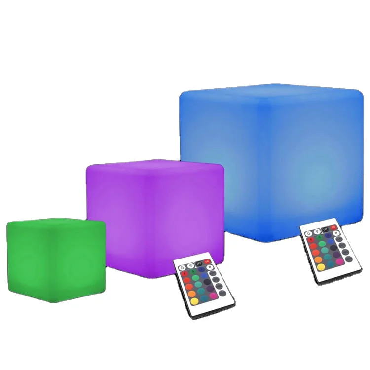 light up cube seat for garden bar nightclub RGB rechargeable led cube changing illuminated led chair