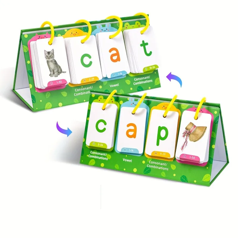 AotBlcer 129Pcs Word Builder Game - Flash Cards Set for Kids Ages 3-6 Sight Words Preschool Classroom Phonics Learning Card