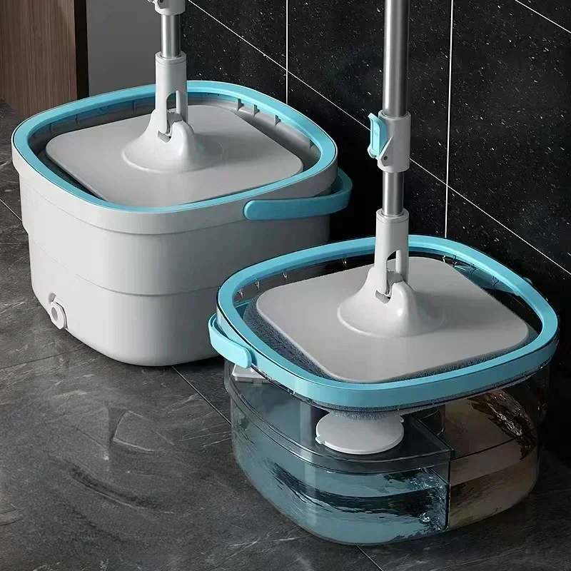 Rotating Floor Washing Mop Automatic Sewage Separation Bucket Set Hand Pressure Wash-Free Spin Mop Household Cleaning Tools