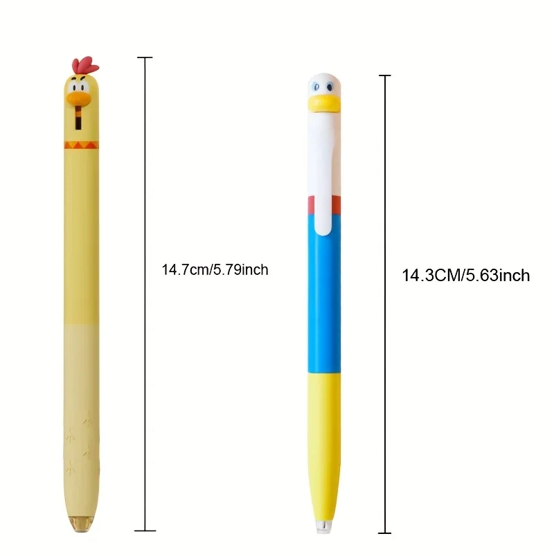 4 Stück Schreibstifte, niedlicher und lustiger Styling-Stift, kreativer rotierender Gelstift, Hühner-Druckgelstift, 0,5 mm, schwarz, Bürobedarf – Detail 1