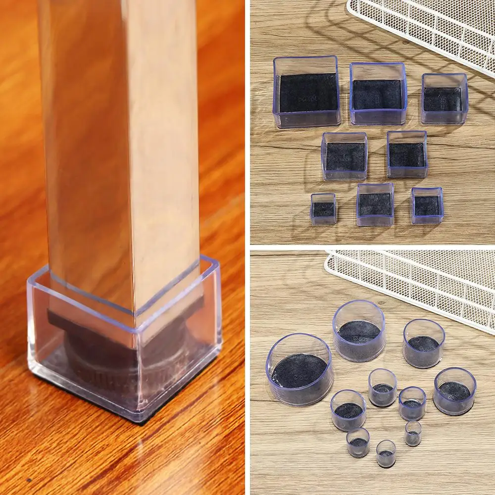 4 Pcs/Set Silicone Pads Transparent Table And Chair Leg PVC Caps Round Bottom Foot Cover Non-slip Furniture Floor Protector Pads