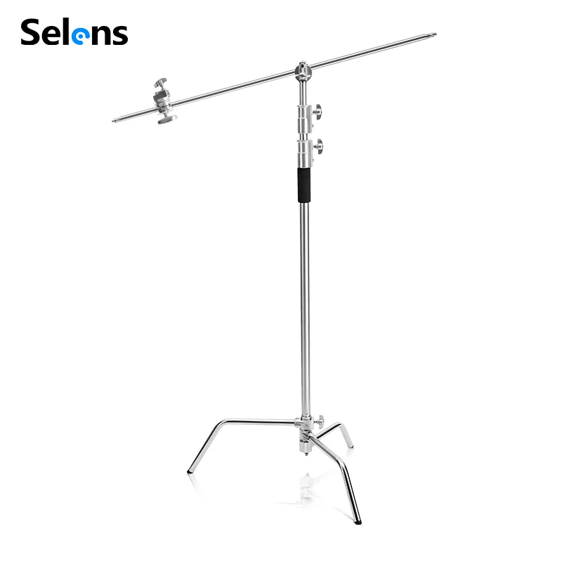 

Selens C Stand Photo Studio Heavy Duty 3M Load 20kg Light Stand C Type Stand with Extension Arm and Grip Head Flding Legs