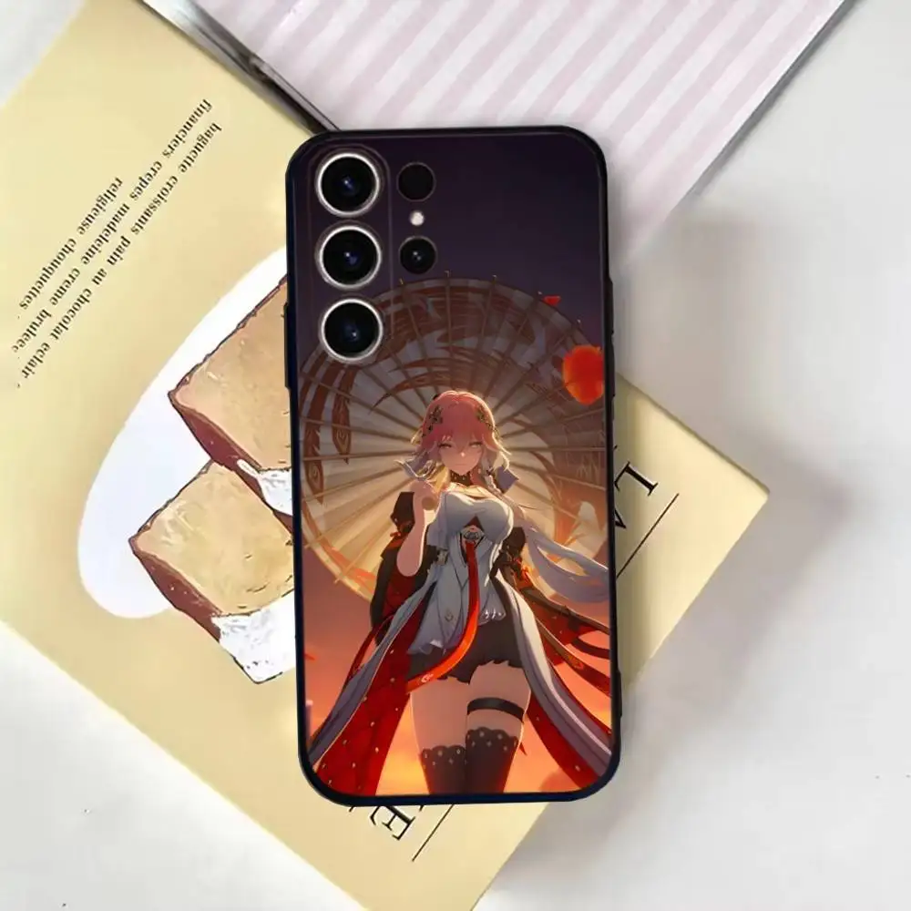 Capa de telefone Game Wuthering Waves Changli para SamsungS25,24,21,22,23,30,Ultra,20,Plus,Fe,Lite,Note,10,9, capa preta macia