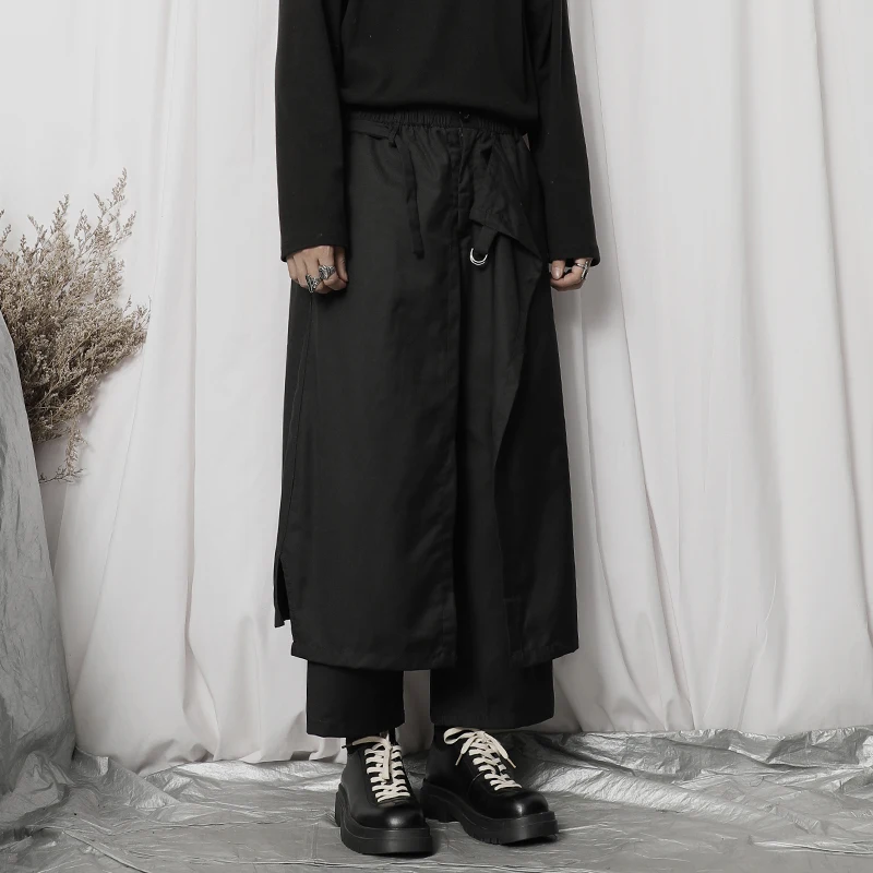 The New 2023 Chun Xia Men's Casual Pants Nine Minutes Of Pants Yamamoto Neutral Wind Double Design Character Joker Skirts Pants