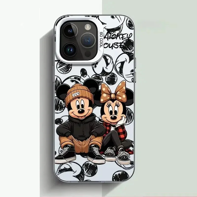 Disney mickey minnie myš plný obrazovka telefon pouzdro pro iPhone 16 15 14 13 12 11pro pro maxi 7 8 PLUS XR XS maxi 13 mini mala zpět zakrýt