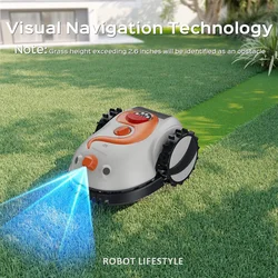 Grass Mowing Robot Cordless Robotic Lawn Mower with Visual Sensor 4.0Ah Removable Battery No Perimeter Wire Max Cutting 200㎡