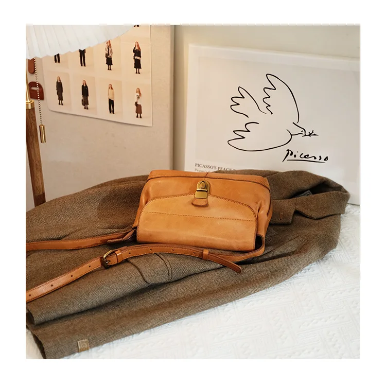 Wochenend-Outdoor-Tagesparty, echtes Leder, kleine Damen-Umhängetasche, Vintage-Designer-Handtasche aus handgefertigtem Rindsleder – Detail 1