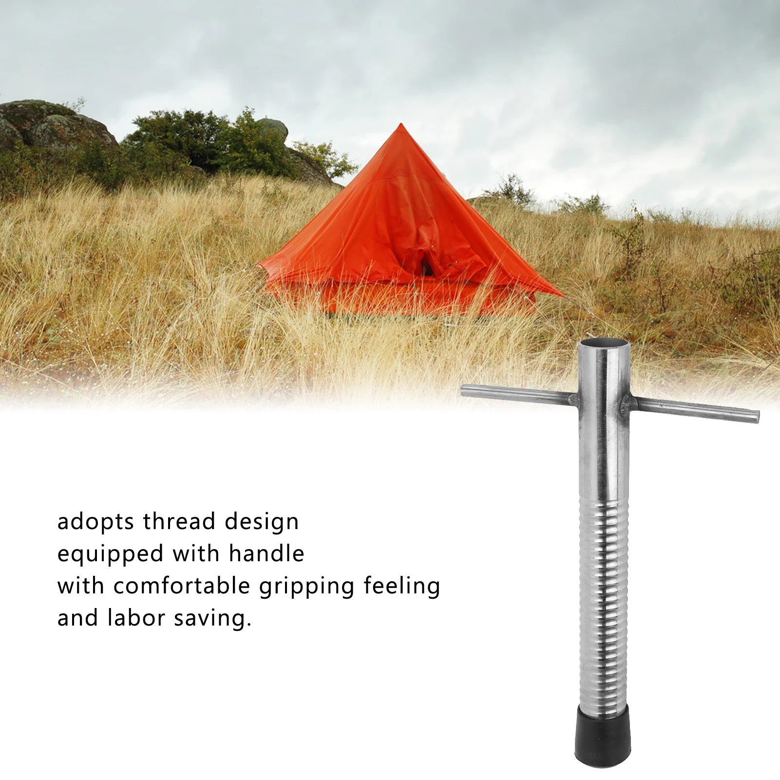 Stainless Steel Tent Stake Winter Fishing Ice Drill Portable Camping Spiral Peg Stainless Steel Tent Stake for Outdoor Picnic