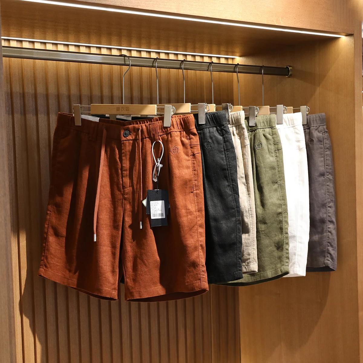 

ZZ летние шорты из чистого льна, мужские дышащие, быстросохнущие, удобные в уходе повседневные брюки с пятью точками на открытом воздухе