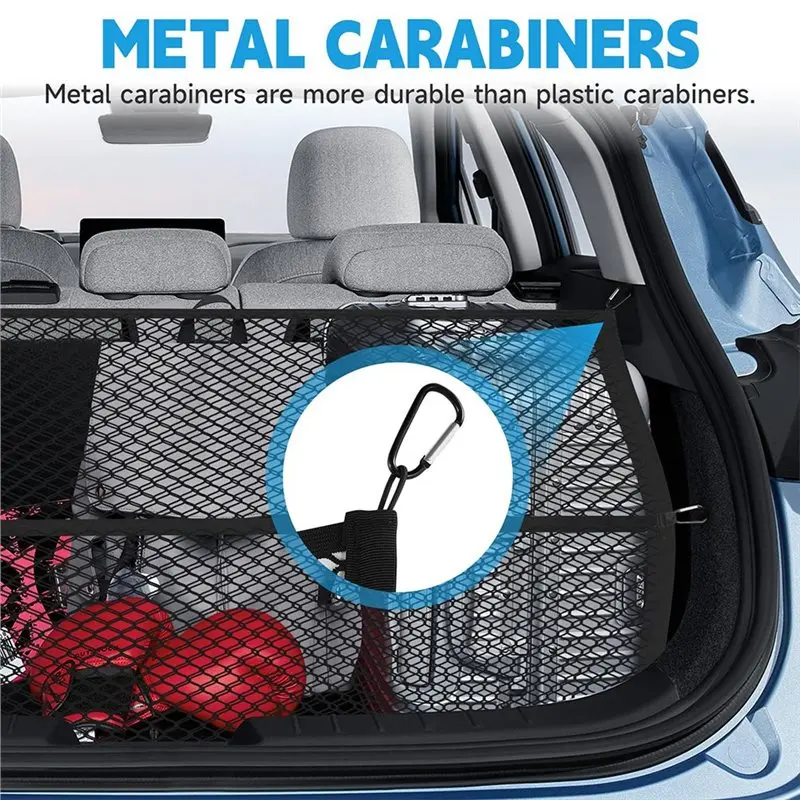 

For Cargo Net 120X120cm Double-Layer Highly Elastic Design Extends To 210X210cm Featuring 6 Hooks For Car Boot Vehicle SUV-X59A