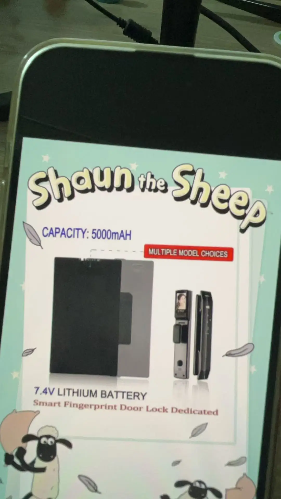 

7,4 В 5000 мАч Полимерный литий-умный дверной замок Батарея Умный дверной замок с отпечатками пальцев с зарядным кабелем