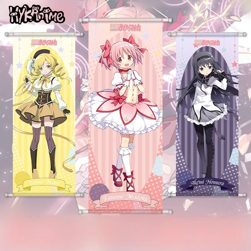 Puella Magi Hanging Poster Madoka Magica Homura Mami 72*28cm Canvas Anime Tapestry Scroll Wall Art Gift Style