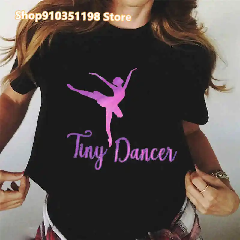 

Rainbow Watercolor Ballet Dancer Print T-Shirt Women Black Dancing Ballet Tshirt Femme Short Sleeve Vintage Tops Camisas Mujer