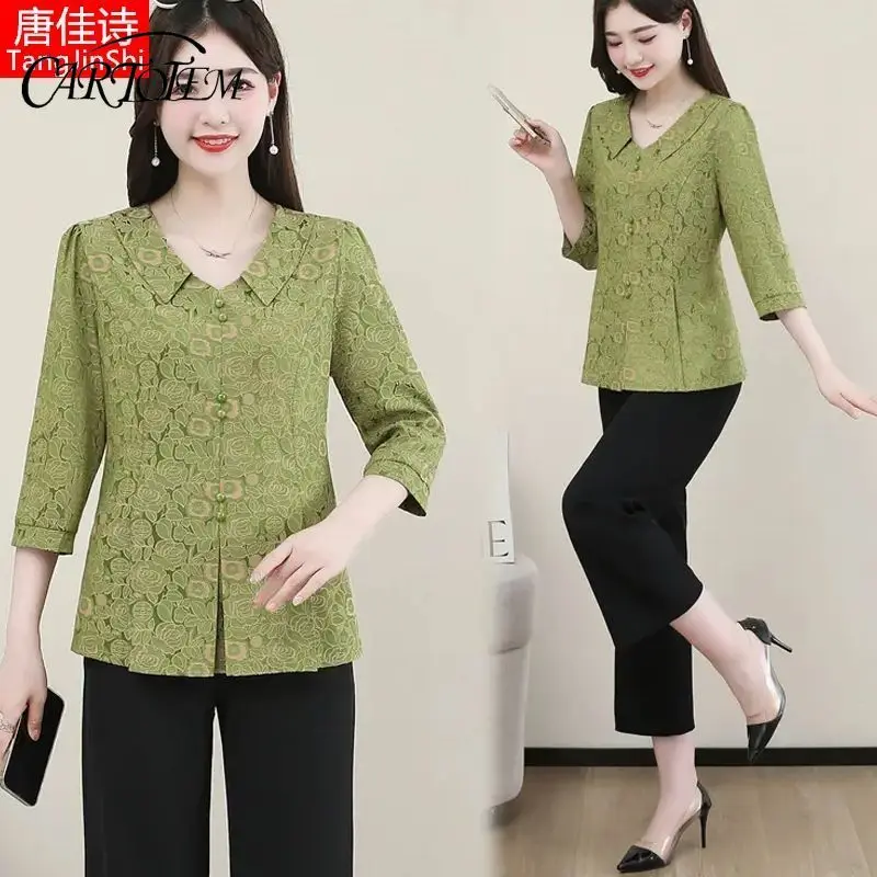 

New Spring and Summer Women's Elegant 3/4 Sleeve T-Shirt Fashion Top