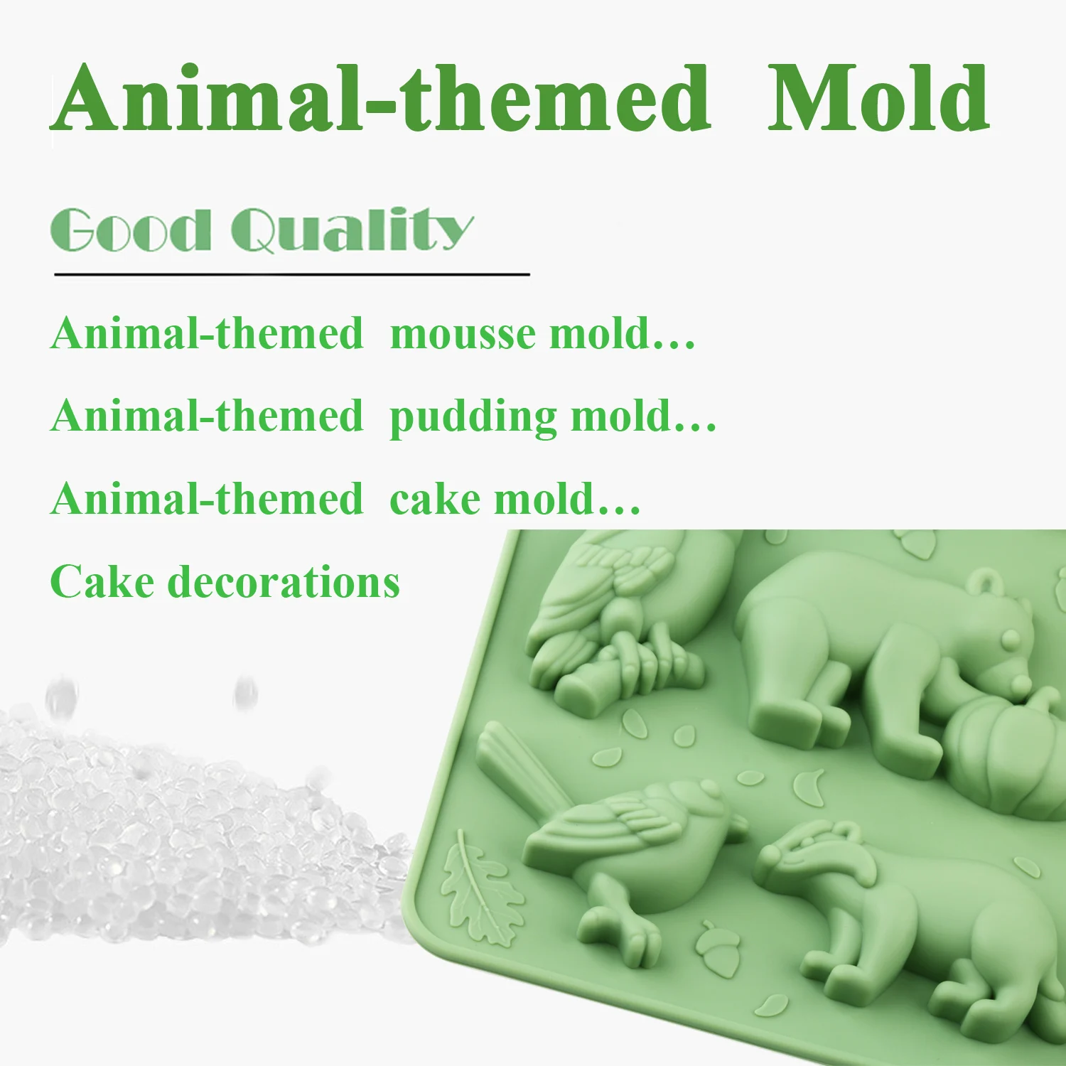 Tiermotiv-Silikon-Backformen, antihaftbeschichtet und leicht zu entformen, lebensmittelechtes Silikon, können zum Herstellen von Schokolade, Süßigkeiten, Kuchendekorationen in Form von Kaninchen, Eichhörnchen, Rehköpfe – Detail 5