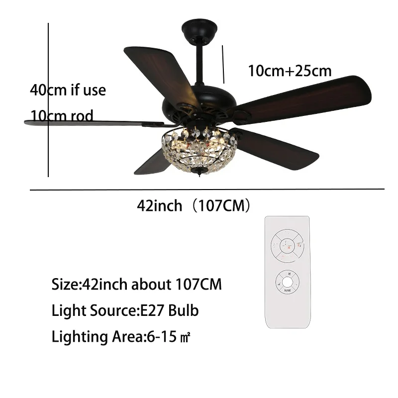 Wood Ceiling Fan With Light 42 52 inch Remote Control E27 Industrial Fan Lamp With Lights