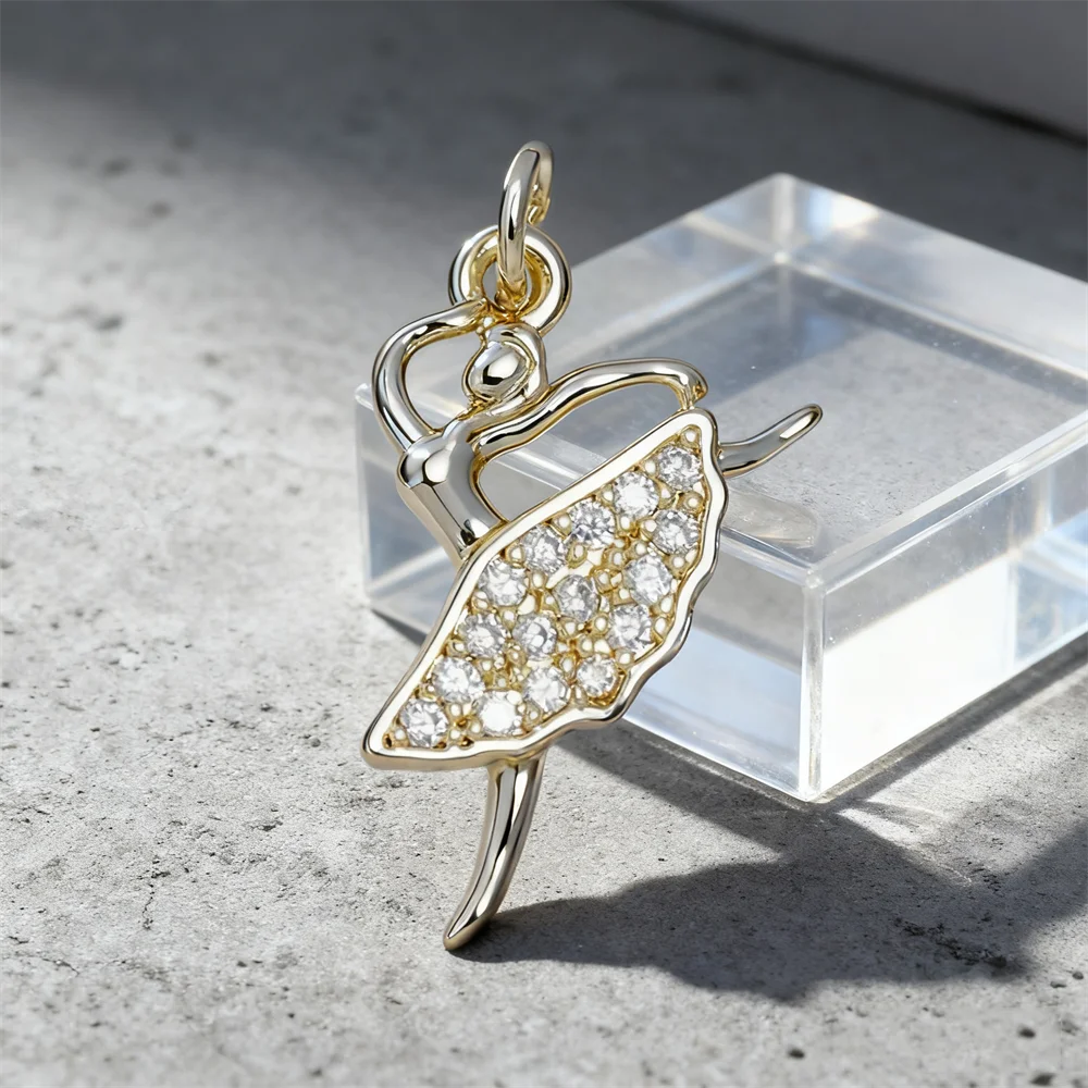 5Pcs Pendants for DIY Jewelry Charms Ballet Dancer Crab Hugging Couple Zircon Shell Inlaid Making Necklace Bracelet Accessories