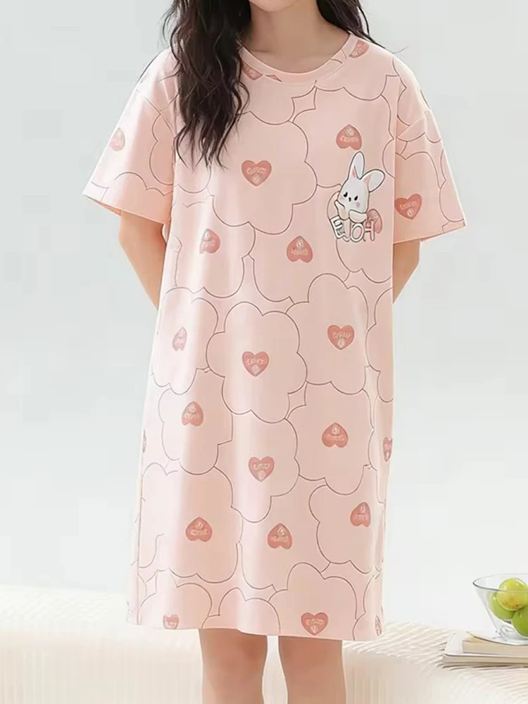 Cute Women's Nightgowns Fashion Night Wear Summer Nightdress Cartoon Femme Sleepwear Plus Size Pijamas Pyjama image 3