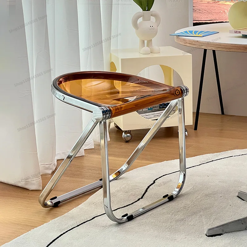 For Transparent Folding Stool, Household Acrylic Folding Chair