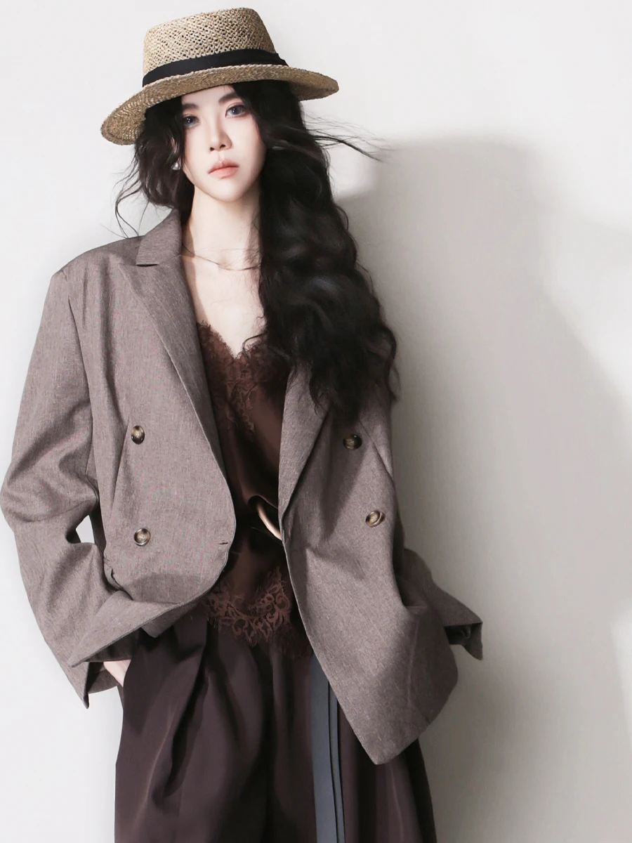 

Костюмный пиджак F5: Супертонкий, с широкими плечами, приталенный, на двойной пуговице, в стиле ретро, повседневный, прямого кроя, в стиле Old Money