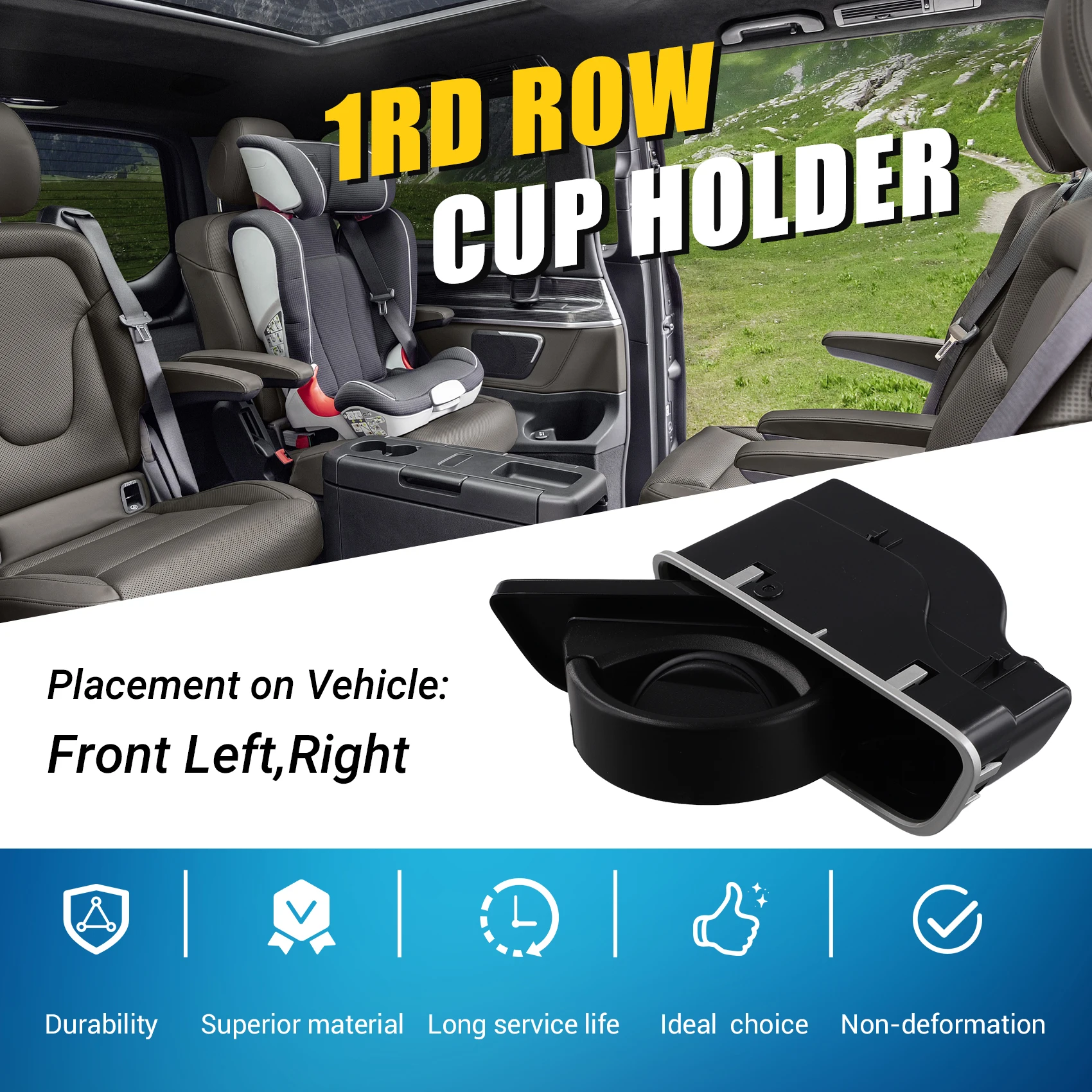 A0998101003 Auto Anteriore 1Rd Fila Portabicchieri Portabevande Per Mercedes Benz W447 Vito Classe V 2015-2020-AD39