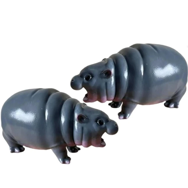 SEWS-Moo Dengs Hippo, Moo Dengs Baby Pygmy Hippos Collectible, For Kids, Figurine Small Tabletop Statue, Hippopotamus