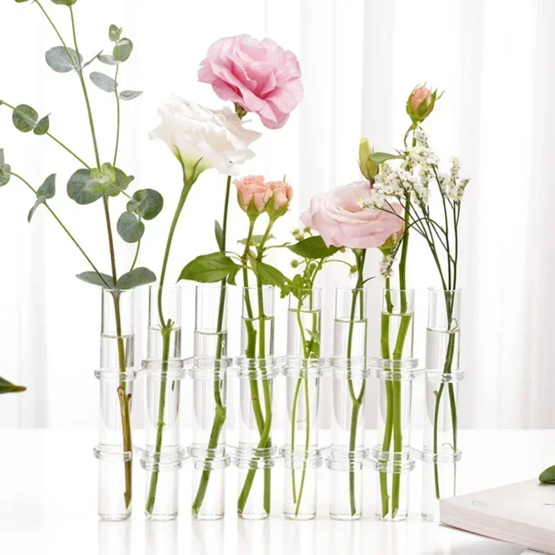 Hinged Flower Vase Glass Vase Tube Creative Plant Holder For Living Room Office Corridor Study Bedroom Dining Table Home Decor