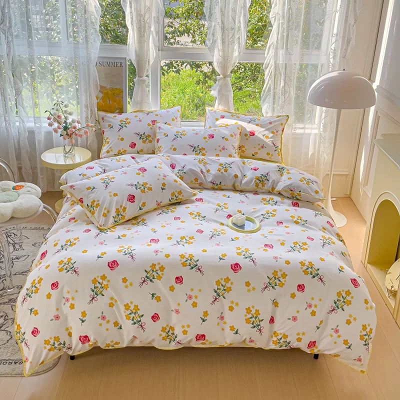 Bed Linen Shell Wrapping Bedding Sets Girls Flowers Duvet Cover Set Quilt Cover Bed Sheet Duvet Sets Queen Size Comforter Sets