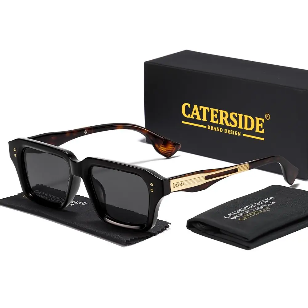 CATERSIDE Neue quadratische Sonnenbrille für Herren, Premium-PC-Rahmen mit Metallbügel, UV400, für Damen, Retro-Mode, Fahrdekoration, Brillen – Detail 15