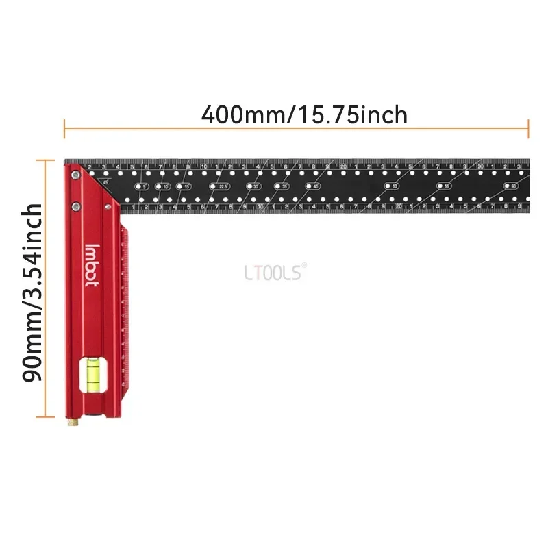 Régua de buraco de aço inoxidável 30/40cm vem com localizador de ângulo, régua de medição de buraco de armazenamento, ferramentas multifuncionais, ferramentas para trabalhar madeira